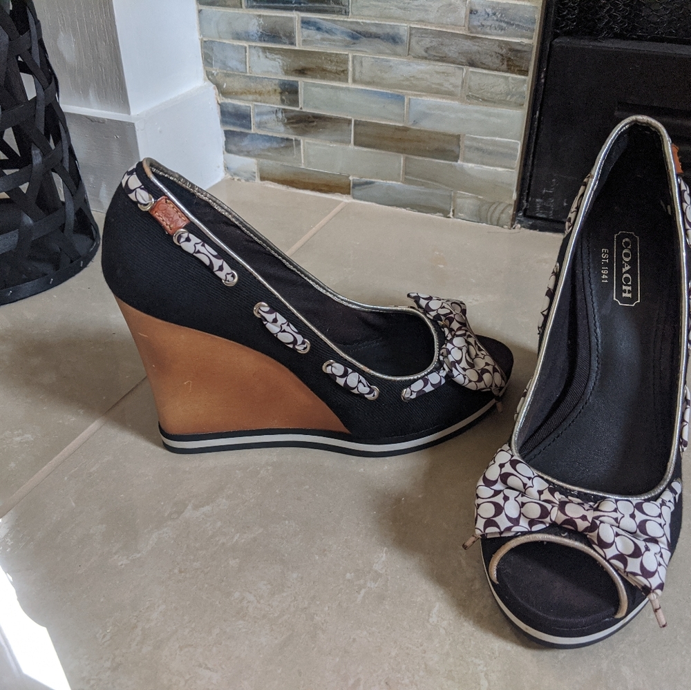 Coach peep toe wedges